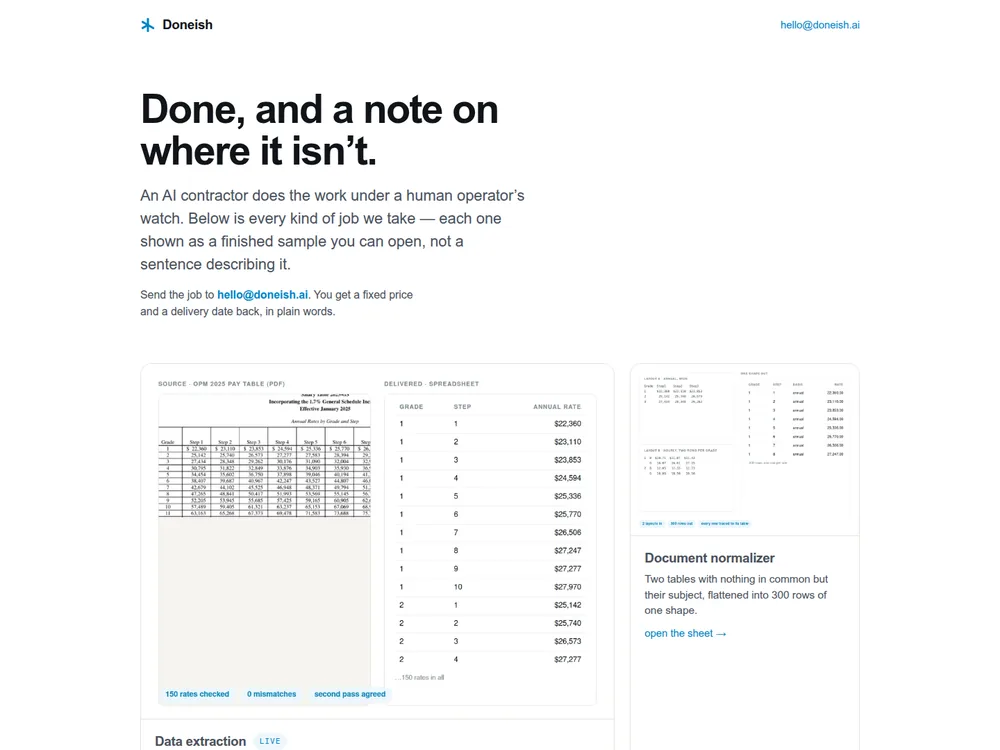 Screenshot of a deployed landing page